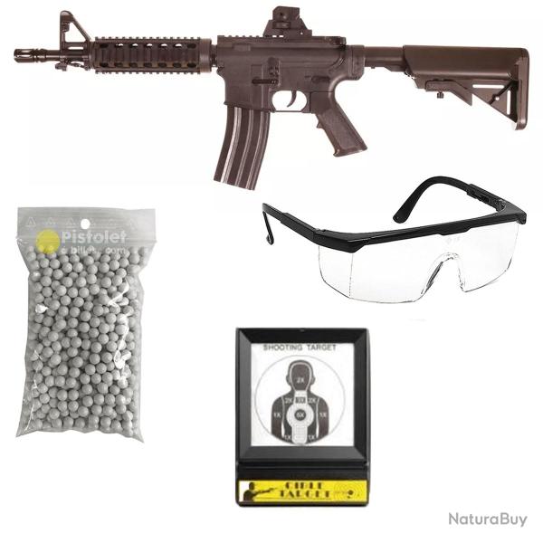 Pack airsoft Fusil M4 CQB Spring Noir (Saigo Defense)