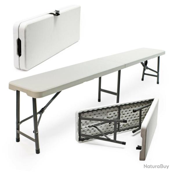 Banc de camping pliant lger jardin extrieur fte barbecue pique-nique 180 cm blanc 16_0002207