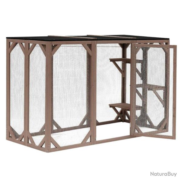 Enclos ext�rieur parc pour chat bois r�sistant 180 cm 3 zones de repos 16_0001711
