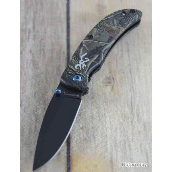 Couteau Browning Prism 3 Camo Manche Aluminium Lame Acier 7Cr17MoV Linerlock Clip BR0344