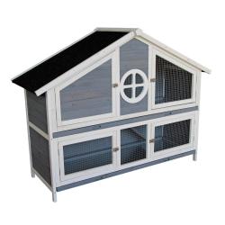 Clapier lapin villa cage rongeurs enclos 133 cm cochon d'inde abri petits animaux luxe gris 16_0002