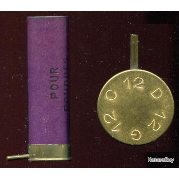 Cal. 12  broche  - Lot de 10 douilles  jamais charges - RARE marque C D G - violette