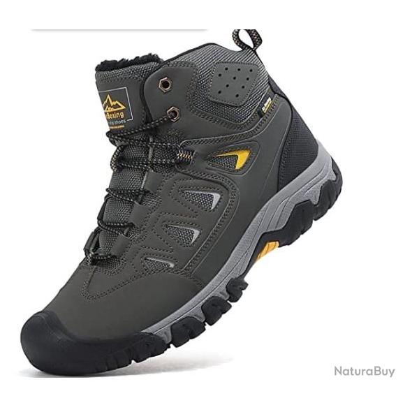 Chaussures de randonn�e gris vert avec fourrure pour homme - Livraison gratuite et rapide