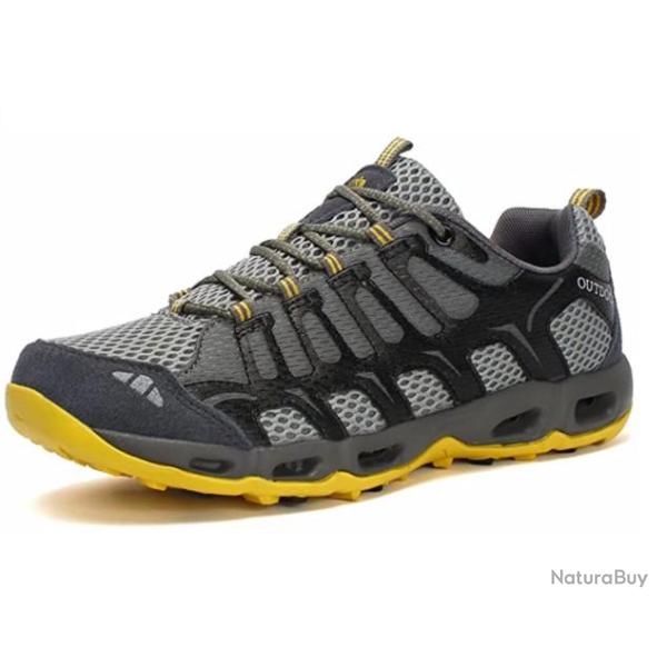 Chaussures de randonn�e gris et jaune respirantes - Livraison gratuite et rapide