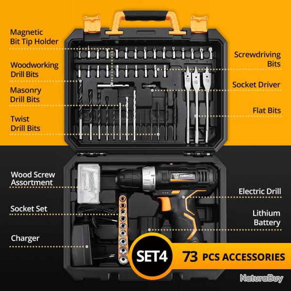 Perceuse Visseuse sans Fil PRO 12V Batterie Li-ion LED-SET 4 20260729082506