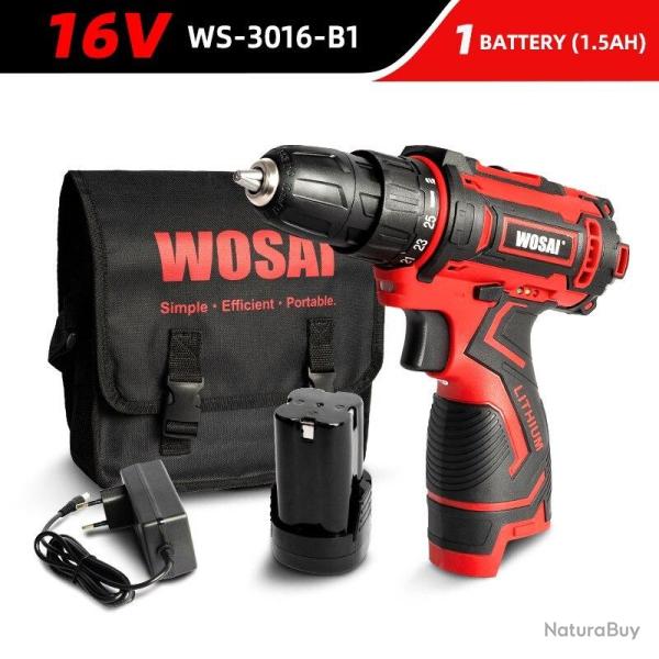 Perceuse Visseuse Sans Fil Pro 12/16/20V Li-ion, Modele: 16V WS-3016-B1