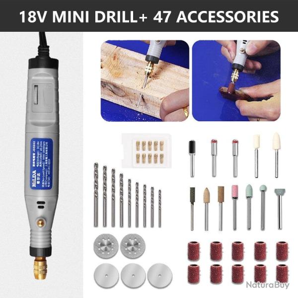 Mini Perceuse Meuleuse 18V style Dremel, Modele: SET 7