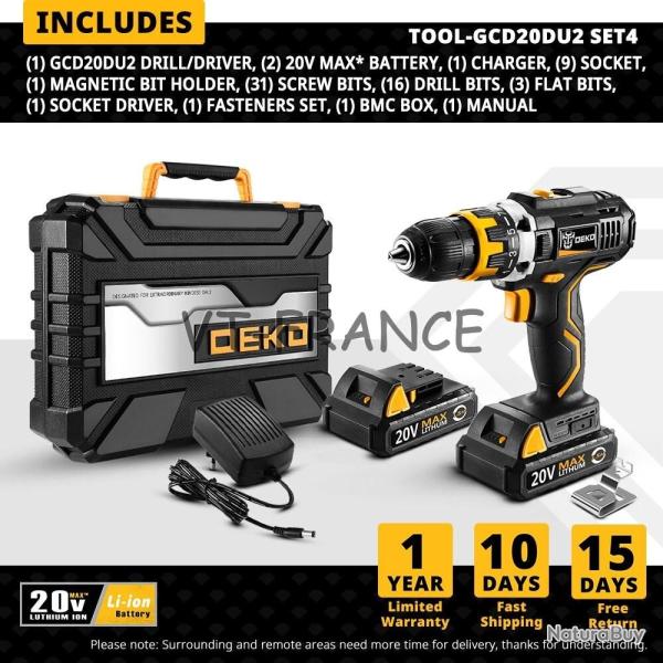 Perceuse Visseuse Sans Fil Pro 20V, Modele: GCD20DU2 SET3