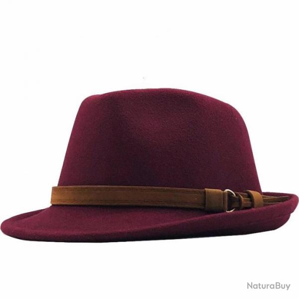 Chapeau Fedora en feutre bordeaux