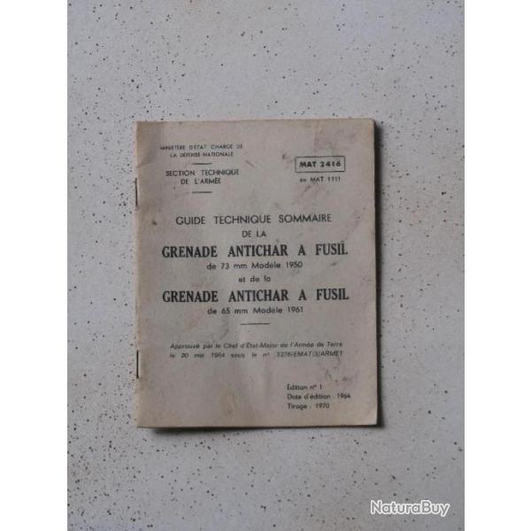 Manuel MAT 1106 grenade � fusi antipersonnel de mle 1952 / mle 1952 M60 / 40 mm mle 1956 REF @