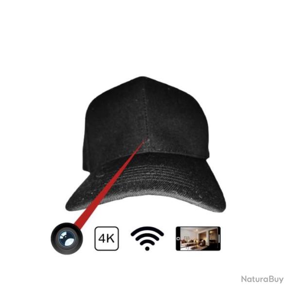 CAMERA ESPION CASQUETTE WIFI 4K/1080P SS-CEC4KW