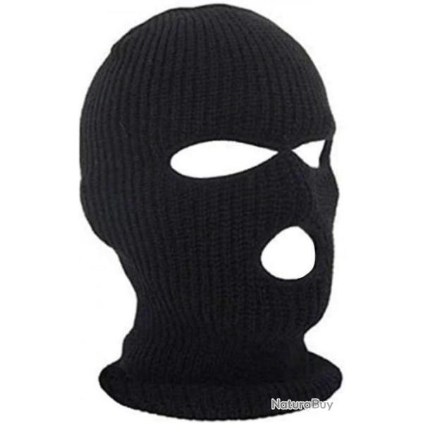 Cagoule tactique noire 3 trous - Chasse, airsoft, tec. - Livraison rapide et gratuite