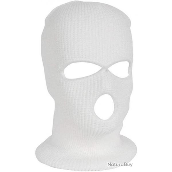 Cagoule acrylique blanc 3 trous - Chasse, airsoft, etc. - Livraison rapide et gratuite