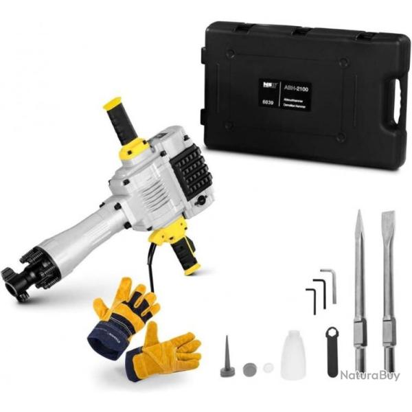 Marteau piqueur 2100W avec gants et accessoires de travail - Livraison gratuite et rapide