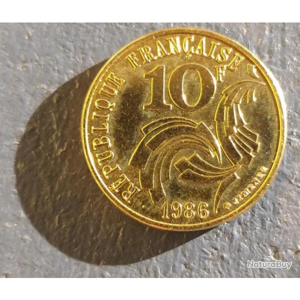 Rare pi�ce de 10 francs "JIMENEZ" 1986 , dor�e � l'or fin 24 carats