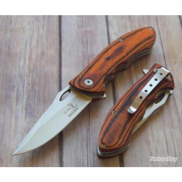 Lot de 3 Couteaux Elk Ridge Brown Pakkawood A/O Acier Carbone/Inox Manche Bois ERA159SW