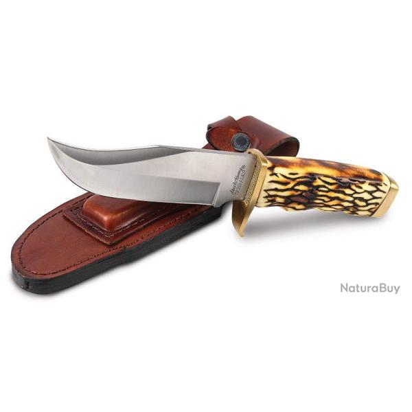Couteau Schrade Uncle Henry Bowie Acier 7Cr17MoV Manche Delrin Faon Cerf Etui Cuir SCH1100090