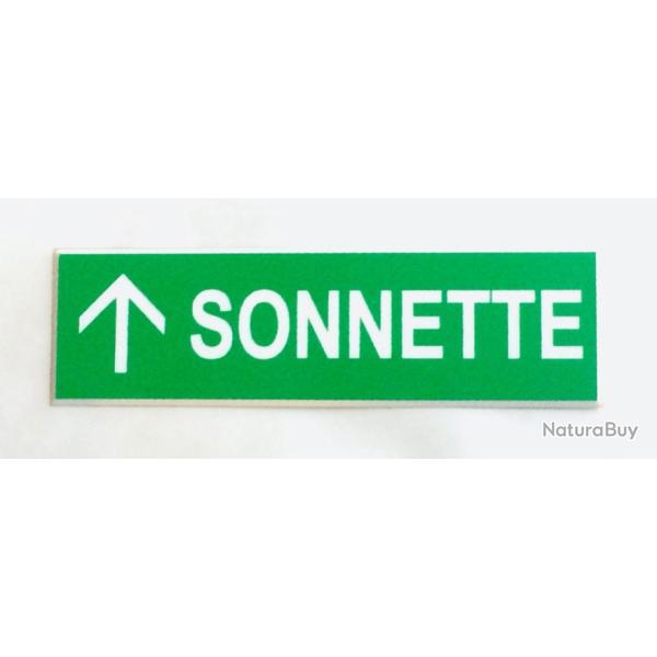 pancarte adh�sive verte "SONNETTE + FLECHE en haut Format 70x200 mm