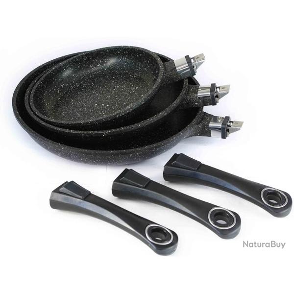 Pradel Excellence 52003M Lot de 3 Po�les Fa�on Pierre 20 24 28 cm