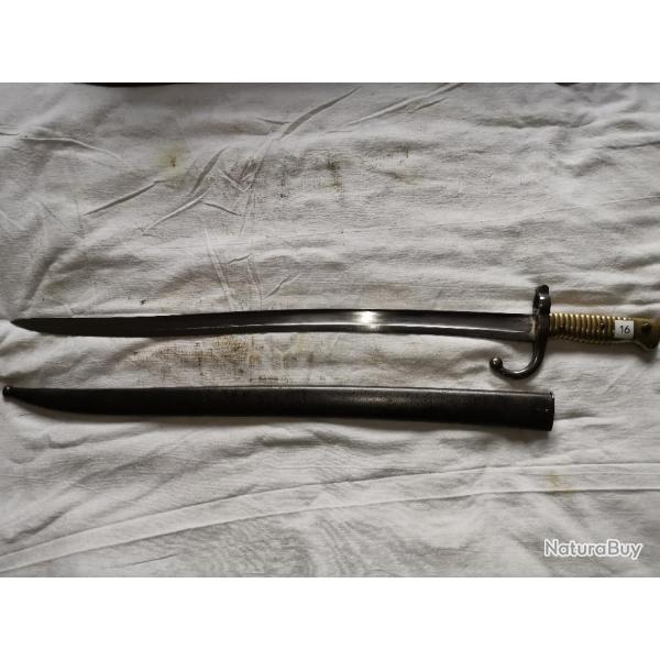 BAIONNETTE Fran�aise Chassepot Mod�le 1866 MARINE - R�giment�e avec fourreau
