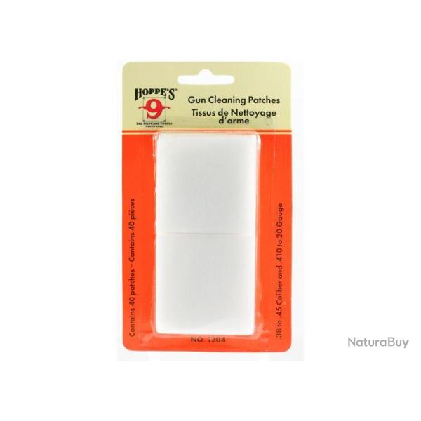 PATCH DE NETTOYAGE HOPPE'S N4 - C/.38 A C/.45 ET C/.410 A C/20 - 40 PIECES