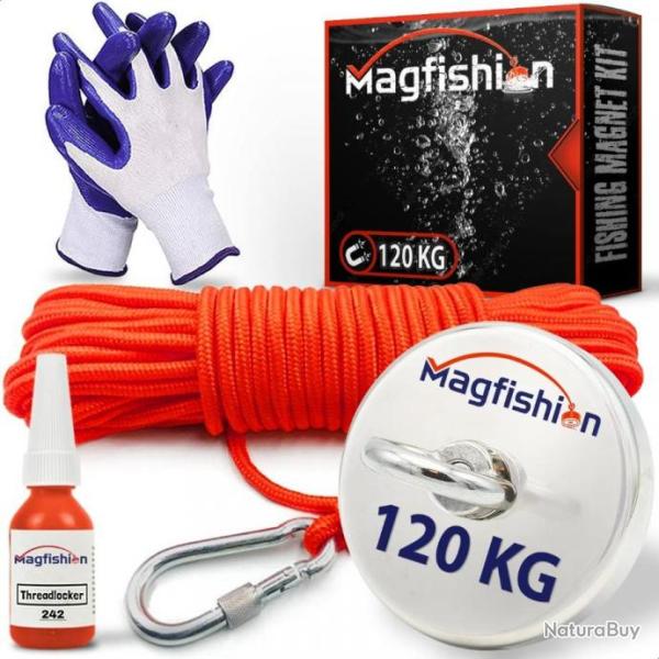 Aimant de Pche  50 mm avec Corde (20m) et Gants Kit de Pche Magntique Aimant  ?il TOP ENCHERE