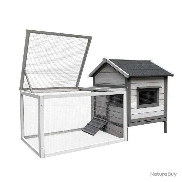 Clapier � lapin avec maison de rongeur et roue libre 146 cm gris clair 16_0002237