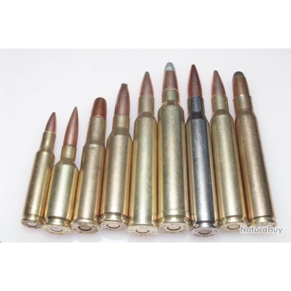 9 cartouches de collection calibres diffrents