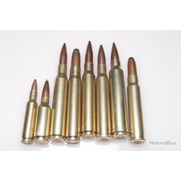 8 cartouches de collection diffrents calibres