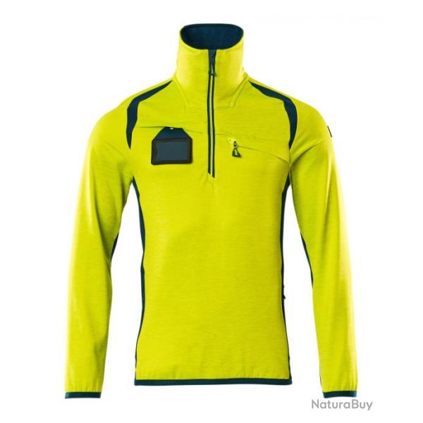 Pull polaire demi-zipp� MASCOT ACCELERATE SAFE 19303-316 5XL Hi-vis jaune/bleu p�trole fonc�