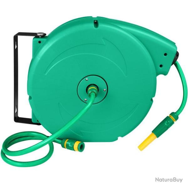 D�vidoir avec tuyau d'arrosage pivotant 20 m vert 3408185