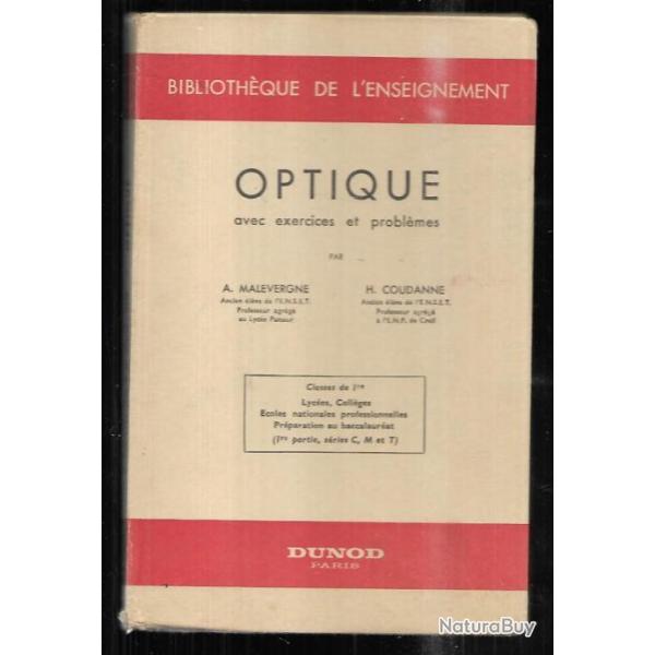 optique avec exercices et probl�mes  de malevergne et coudanne  scolaire ancien
