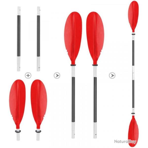 Pagaie 222cm aluminium d�montable 4 parties - Rouge - Livraison gratuite et rapide