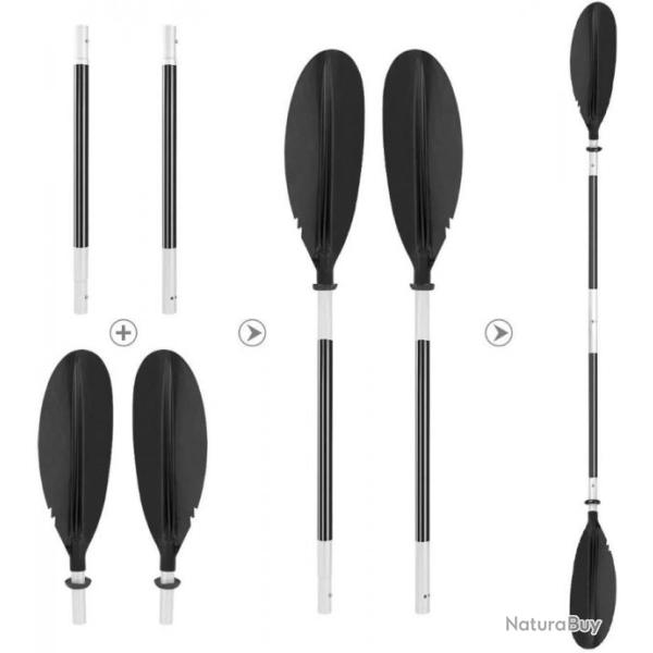 TOP ENCHERE - Pagaie 222cm aluminium d�montable 4 parties - Noir - Livraison gratuite et rapide
