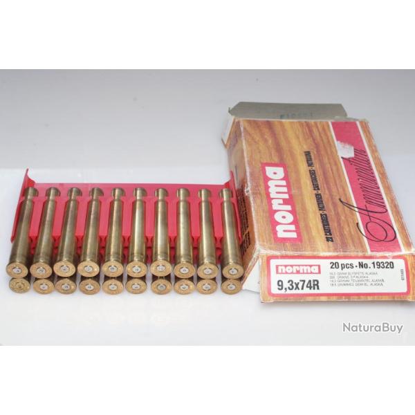 19 douilles tir�es une foi calibre 9,3 x 74 R en NORMA et une en Winchester