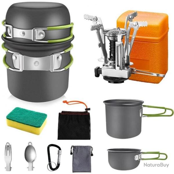 TOP ENCHERE - Kit d'ustensiles de cuisine de camping + R�chaud � gaz - Livraison gratuite et rapide