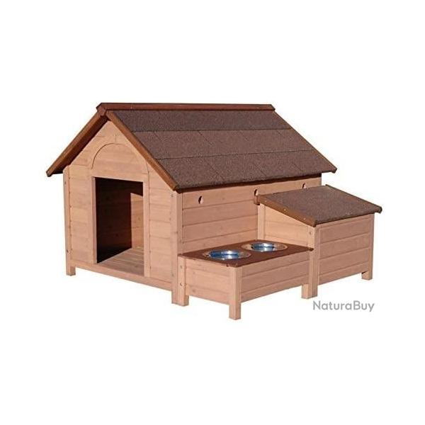 Niche pour chien 109.5 x 87 x 80 cm avec porte gamelle et coffre de rangement - Livraison rapide