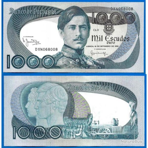 Portugal 1000 Escudos 1980 NEUF Pedro 5 Escudo Billet