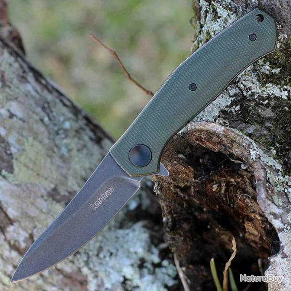 Couteau Kershaw Concierge D2 Manche Green Micarta Lame Acier D2 IKBS Linerlock Clip KS4020MCG