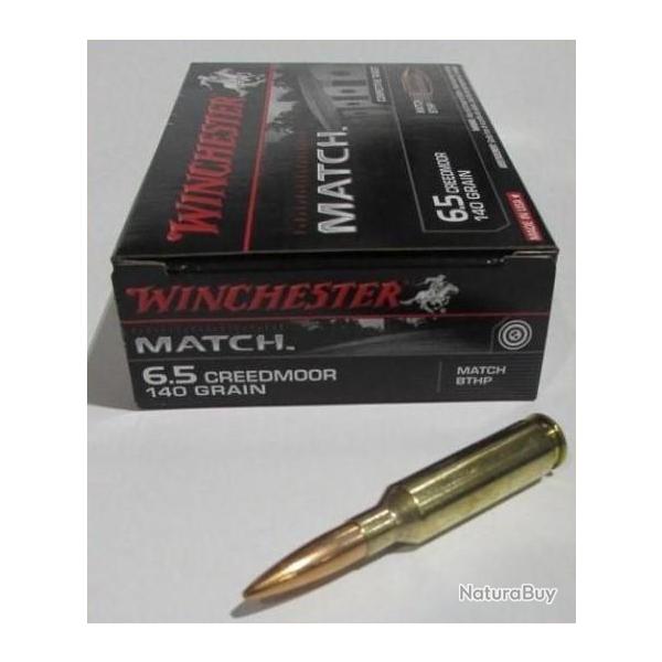 1 boite de 20 cartouches Winchester de calibre 6,5 Creedmoor, 140 grains, HPBT
