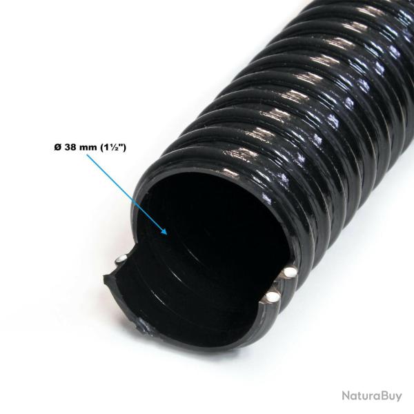 Tuyau d'aspiration 10 m spiral� diam�tre 38 mm (1 1/2") tuyau d'aspiration noir 16_0001620