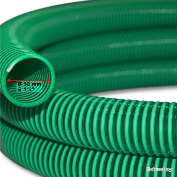 Tuyau d'aspiration 5 m � pression diam�tre 32 mm (1 1/4") spirale renforcement vert 16_0001585
