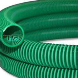 Tuyau d'aspiration 5 m &agrave; pression diam&egrave;tre 38 mm (1 1/2") spirale renforcement vert 16_0001590