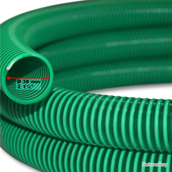 Tuyau d'aspiration 5 m � pression diam�tre 38 mm (1 1/2") spirale renforcement vert 16_0001590