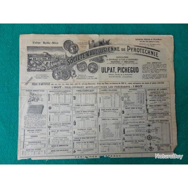 planche papier de la soci�t� Vauclusienne de pyrotechnie 1907.