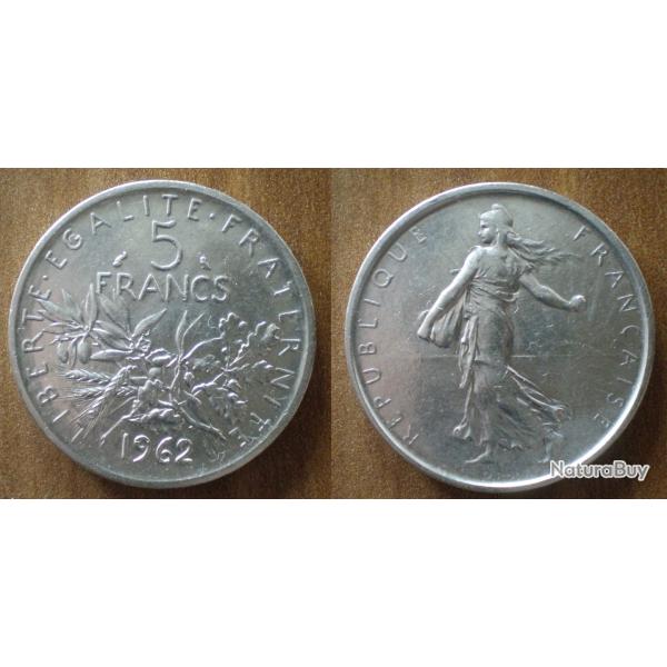 France 5 Francs 1962 NEUVE Semeuse Franc Argent Frcs Frs Frc