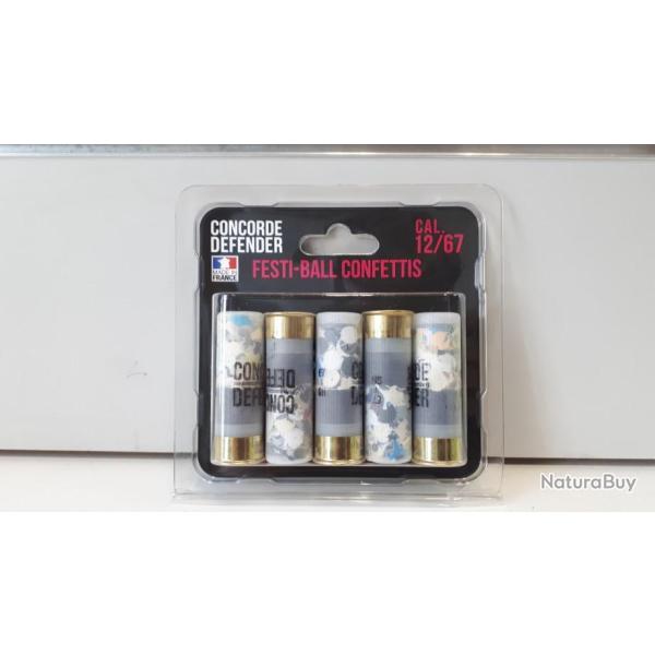 Boite 5 cartouches confettis Concorde defender cal.12/67