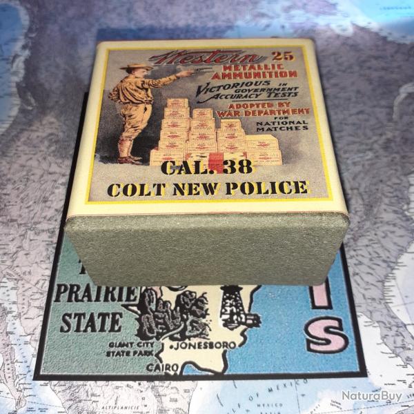 38 Colt New Police ou CNP (Western Metallic Ammun): Reproduction boite cartouches (vide) WMA 8843630