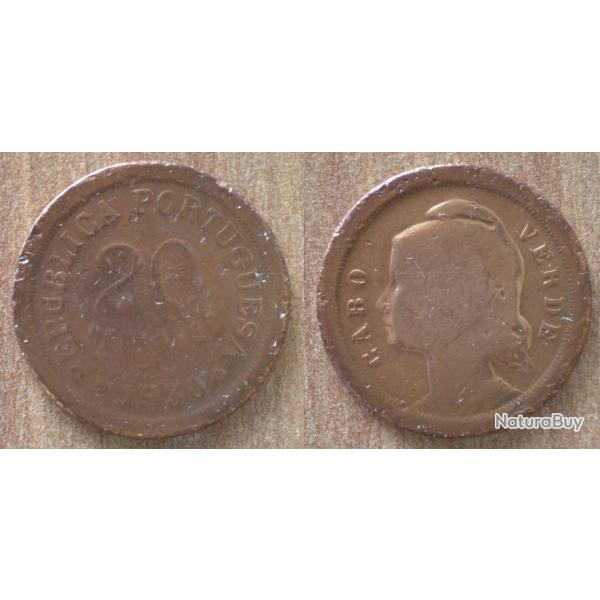Cap Vert 20 Centavos 1930 Piece Cape Verde Colonie Portugal Escudos Escudo Centavo