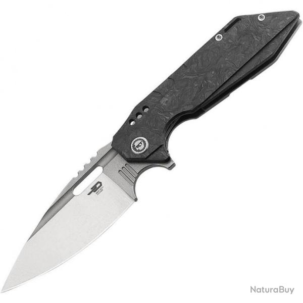 Couteau Bestech Shodan Ti+CF Stonewash Acier S35VN Manche Fibre de Carbone/Titane BTKT1910C